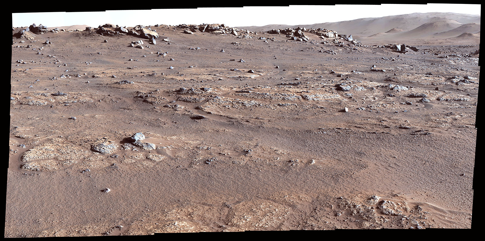 Enhanced color version of this panoramic image showing its first drill site.