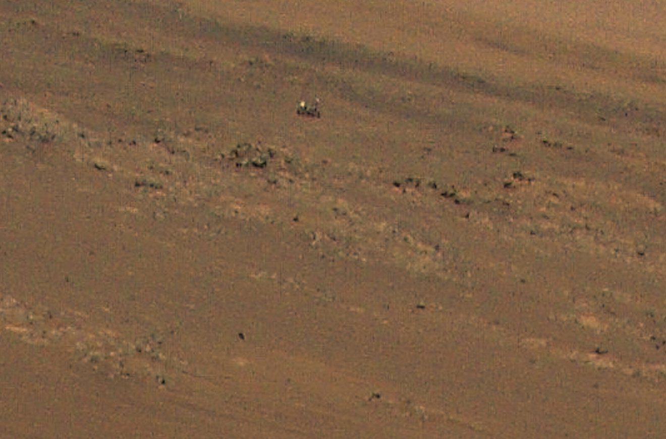 Ingenuity captured the Perseverance rover in an image taken during its 11th flight at Mars on Aug. 4.