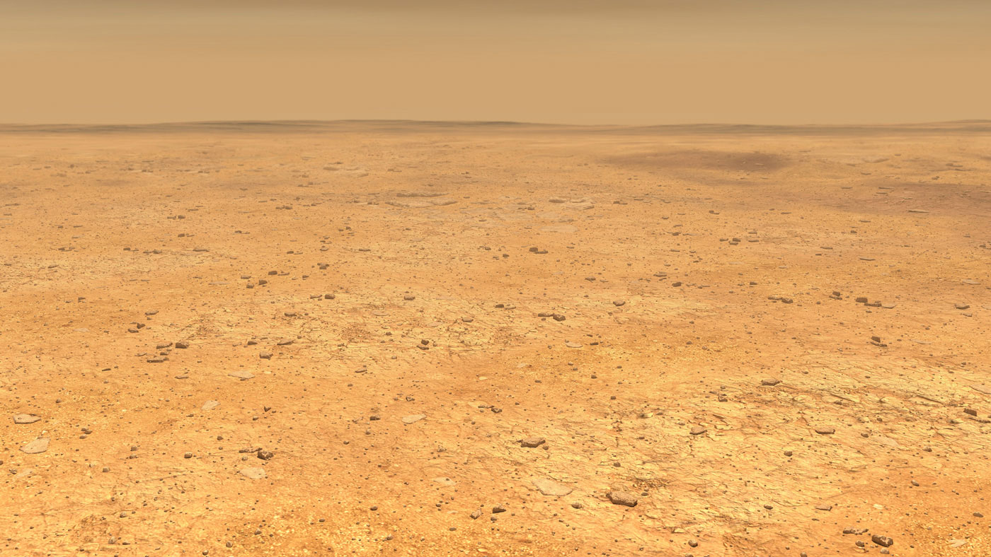 Illustration of the smooth, flat ground of the Elysium Planitia region of Mars.