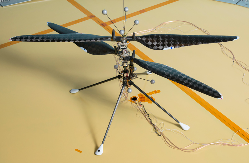 Close-up view of Mars Helicopter prototype