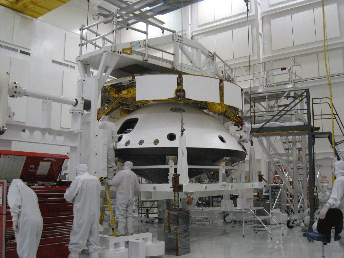 Image of Curiosity Rover's Spacecraft in the Spacecraft Assembly Facility at NASA's Jet Propulsion Laboratory