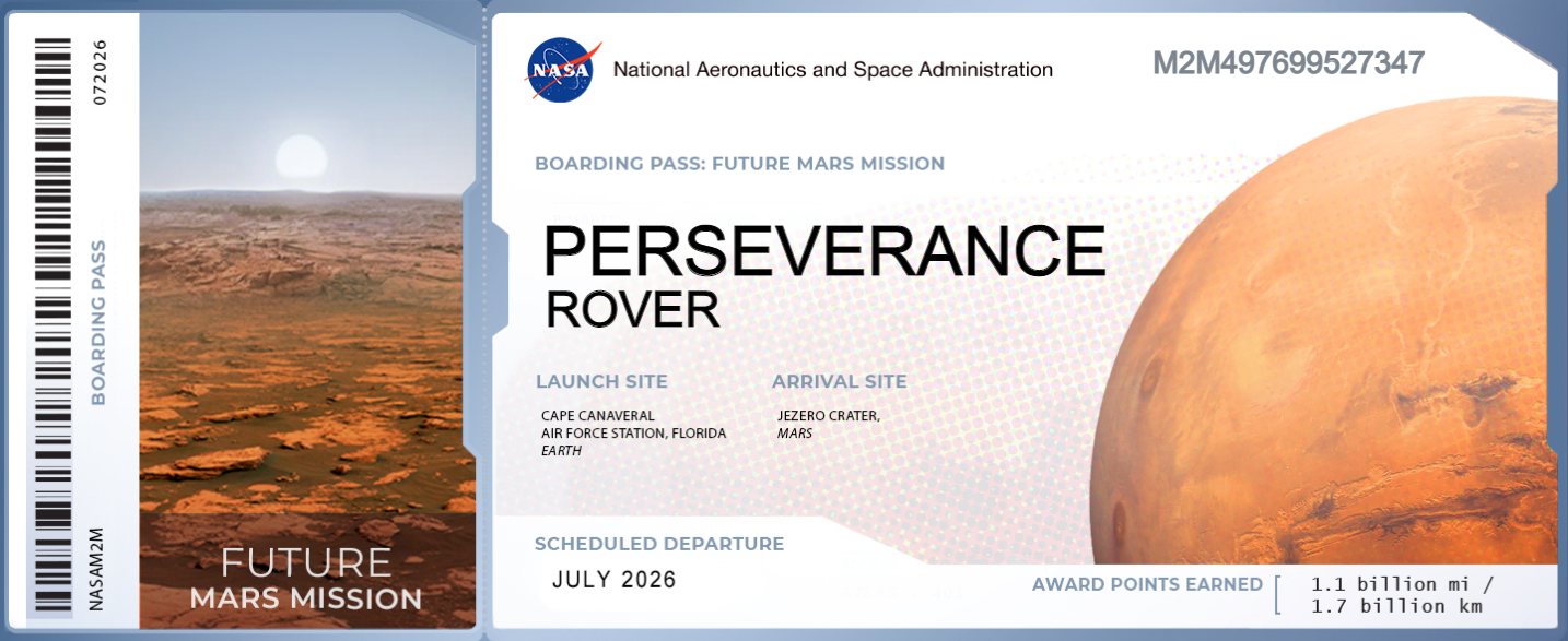 Boarding pass for Perseverance rover