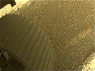 View image taken on Mars, Mars Perseverance Sol 0: Front Left Hazard Avoidance Camera (Hazcam)