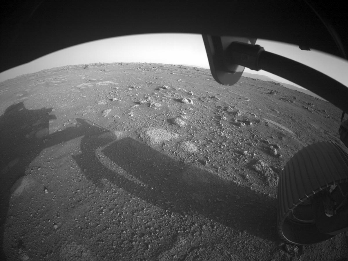 This image was taken by FRONT_HAZCAM_RIGHT_A onboard NASA's Mars rover Perseverance on Sol 0