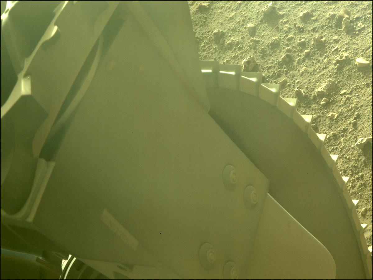 This image was taken by REAR_HAZCAM_LEFT onboard NASA's Mars rover Perseverance on Sol 0