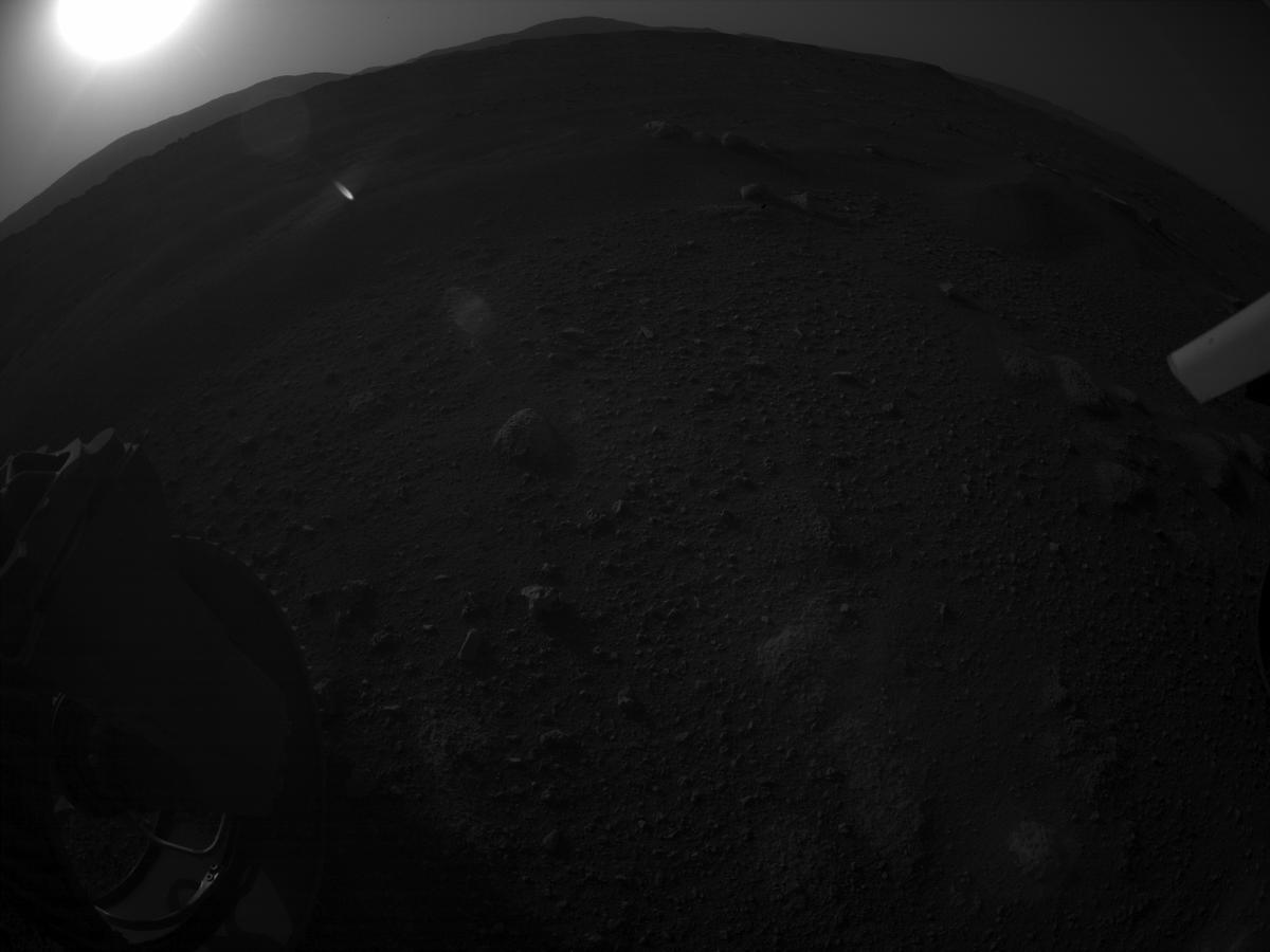This image was taken by REAR_HAZCAM_LEFT onboard NASA's Mars rover Perseverance on Sol 0