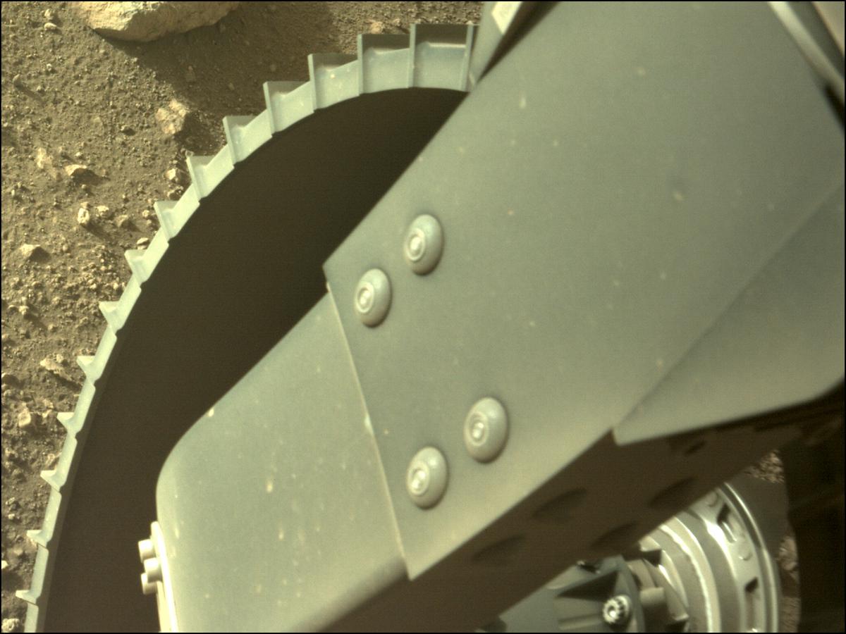 This image was taken by REAR_HAZCAM_RIGHT onboard NASA's Mars rover Perseverance on Sol 0