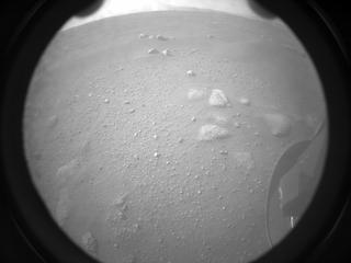 View image taken on Mars, Mars Perseverance Sol 0: Rear Right Hazard Avoidance Camera (Hazcam)