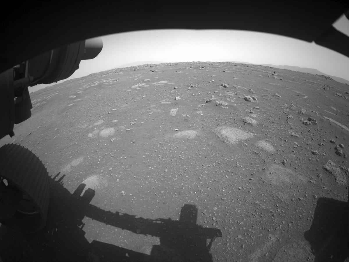 This image was taken by FRONT_HAZCAM_LEFT_A onboard NASA's Mars rover Perseverance on Sol 1
