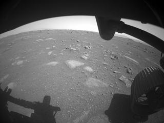 View image taken on Mars, Mars Perseverance Sol 1: Front Right Hazard Avoidance Camera (Hazcam)