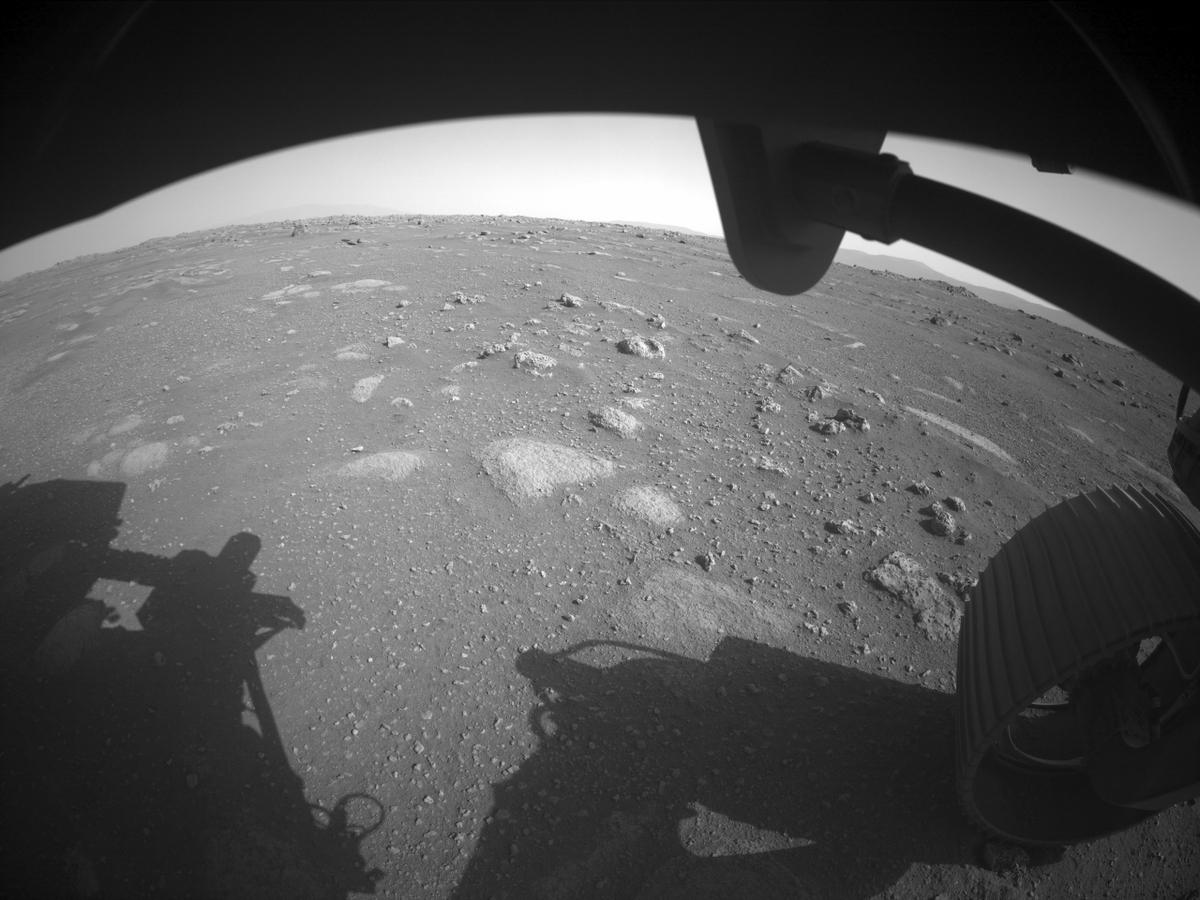 This image was taken by FRONT_HAZCAM_RIGHT_A onboard NASA's Mars rover Perseverance on Sol 2