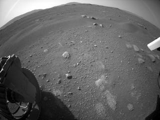 View image taken on Mars, Mars Perseverance Sol 2: Rear Left Hazard Avoidance Camera (Hazcam)