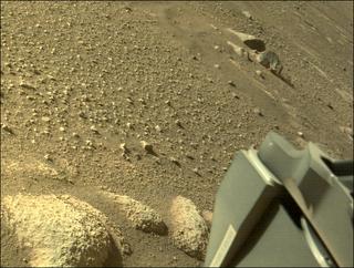 View image taken on Mars, Mars Perseverance Sol 9: Rear Right Hazard Avoidance Camera (Hazcam)