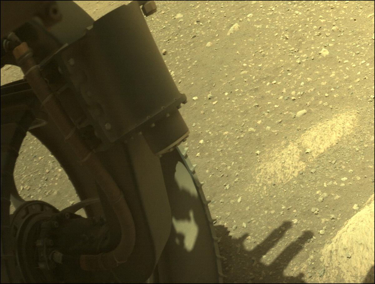 This image was taken by FRONT_HAZCAM_LEFT_A onboard NASA's Mars rover Perseverance on Sol 13