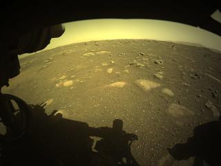 View image taken on Mars, Mars Perseverance Sol 13: Front Left Hazard Avoidance Camera (Hazcam)