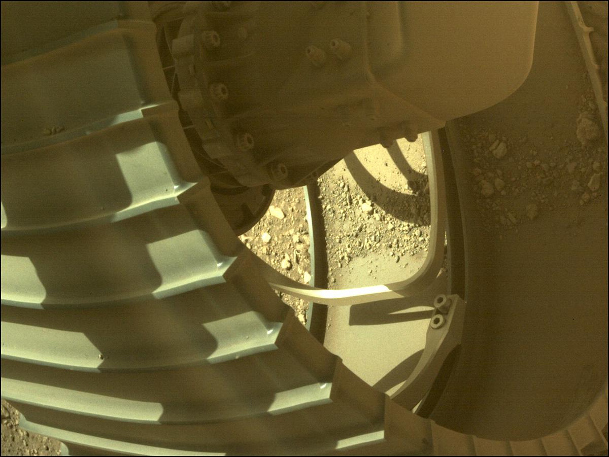 This image was taken by REAR_HAZCAM_LEFT onboard NASA's Mars rover Perseverance on Sol 13