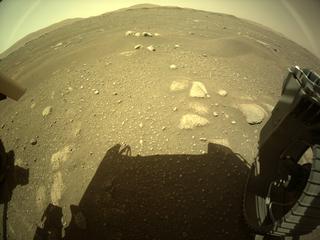 View image taken on Mars, Mars Perseverance Sol 13: Rear Right Hazard Avoidance Camera (Hazcam)