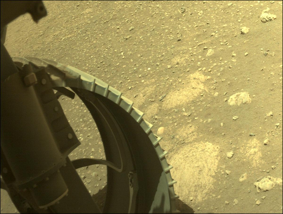 This image was taken by FRONT_HAZCAM_LEFT_A onboard NASA's Mars rover Perseverance on Sol 14