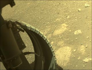 View image taken on Mars, Mars Perseverance Sol 14: Front Left Hazard Avoidance Camera (Hazcam)