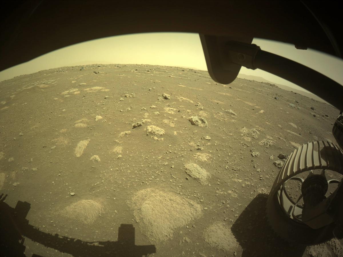 This image was taken by FRONT_HAZCAM_RIGHT_A onboard NASA's Mars rover Perseverance on Sol 14
