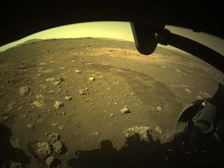 View image taken on Mars, Mars Perseverance Sol 14: Front Right Hazard Avoidance Camera (Hazcam)