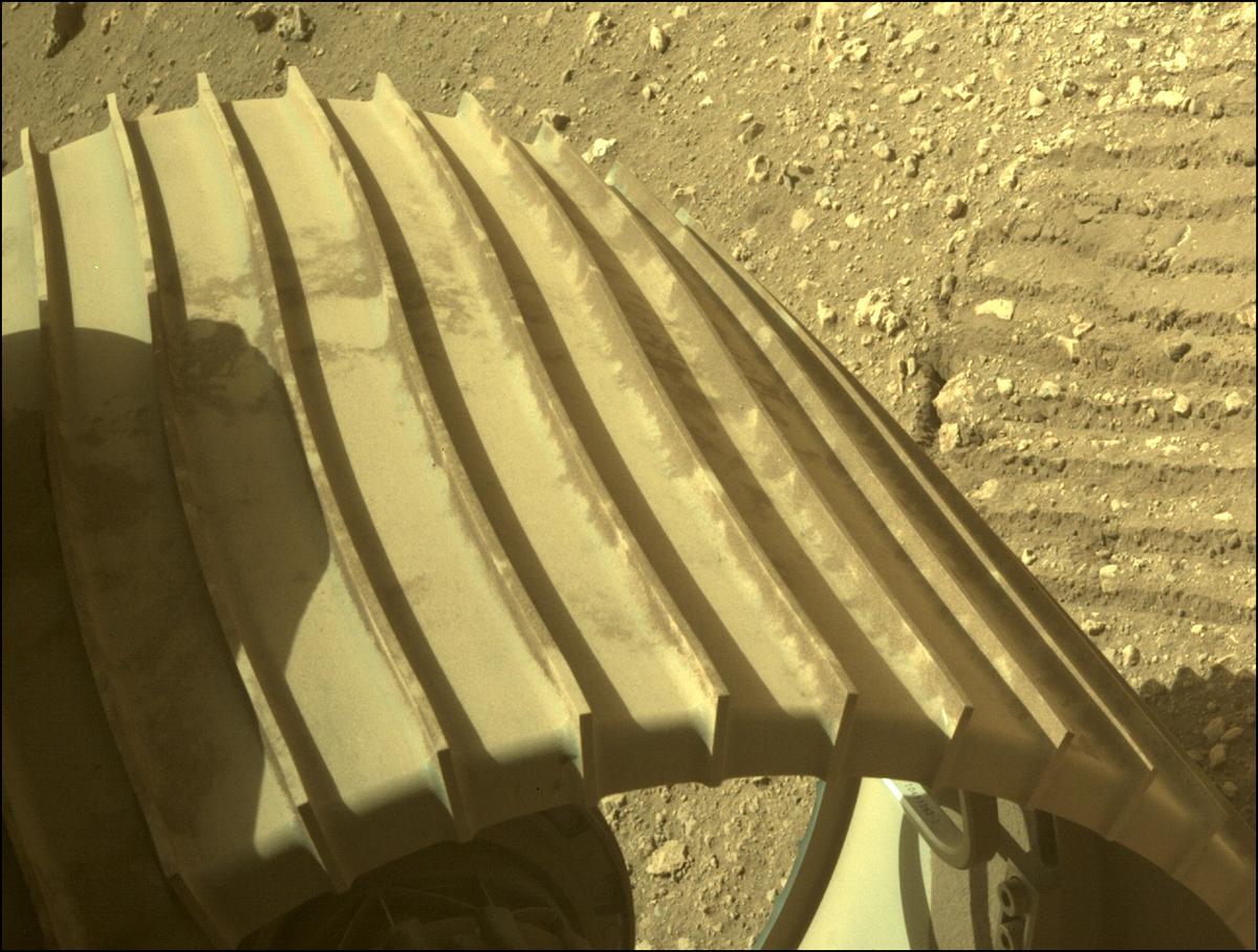 This image was taken by REAR_HAZCAM_LEFT onboard NASA's Mars rover Perseverance on Sol 14