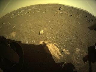 View image taken on Mars, Mars Perseverance Sol 14: Rear Left Hazard Avoidance Camera (Hazcam)
