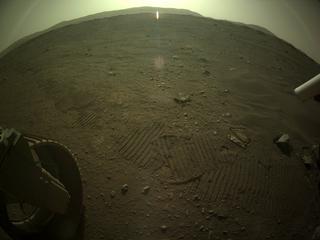 View image taken on Mars, Mars Perseverance Sol 15: Rear Left Hazard Avoidance Camera (Hazcam)