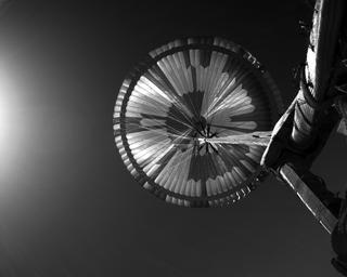 View image taken on Mars, Mars Perseverance Sol 16: Parachute Up-Look Camera B