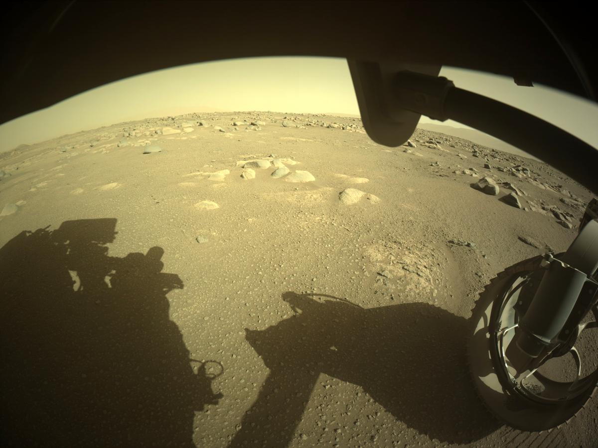 This image was taken by FRONT_HAZCAM_RIGHT_A onboard NASA's Mars rover Perseverance on Sol 20