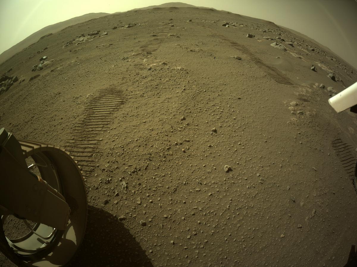 This image was taken by REAR_HAZCAM_LEFT onboard NASA's Mars rover Perseverance on Sol 20