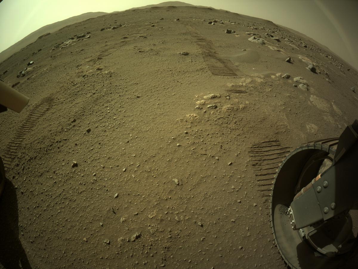 This image was taken by REAR_HAZCAM_RIGHT onboard NASA's Mars rover Perseverance on Sol 20