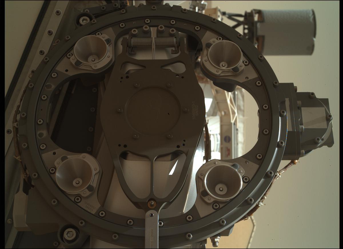 NASA's Mars Perseverance rover acquired this image using its SHERLOC WATSON camera, located on the turret at the end of the rover's robotic arm. 