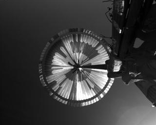 View image taken on Mars, Mars Perseverance Sol 25: Parachute Up-Look Camera A