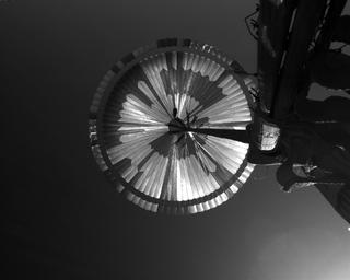 View image taken on Mars, Mars Perseverance Sol 25: Parachute Up-Look Camera A