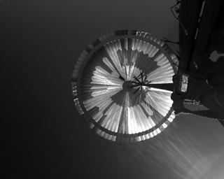 View image taken on Mars, Mars Perseverance Sol 25: Parachute Up-Look Camera A
