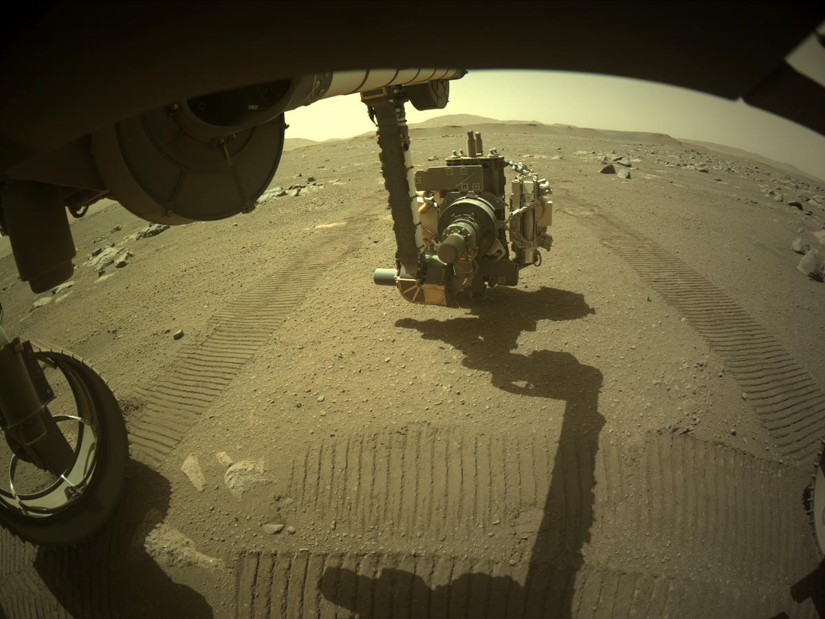 This image was taken by FRONT_HAZCAM_LEFT_A onboard NASA's Mars rover Perseverance on Sol 28