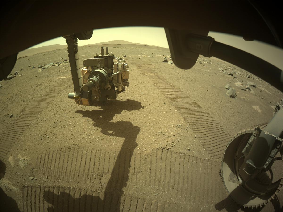 This image was taken by FRONT_HAZCAM_RIGHT_A onboard NASA's Mars rover Perseverance on Sol 28