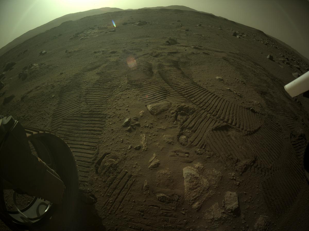 This image was taken by REAR_HAZCAM_LEFT onboard NASA's Mars rover Perseverance on Sol 29
