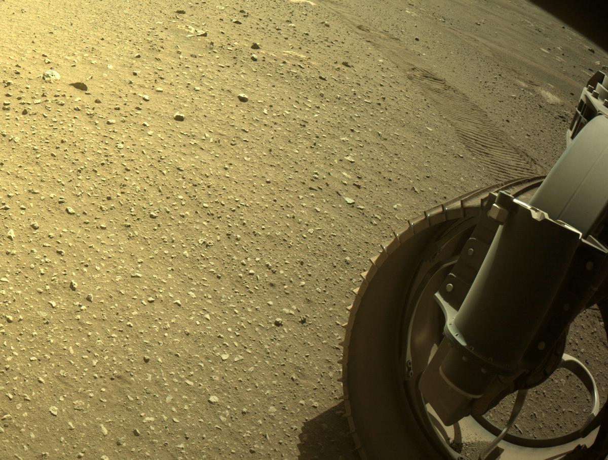 This image was taken by FRONT_HAZCAM_RIGHT_A onboard NASA's Mars rover Perseverance on Sol 31