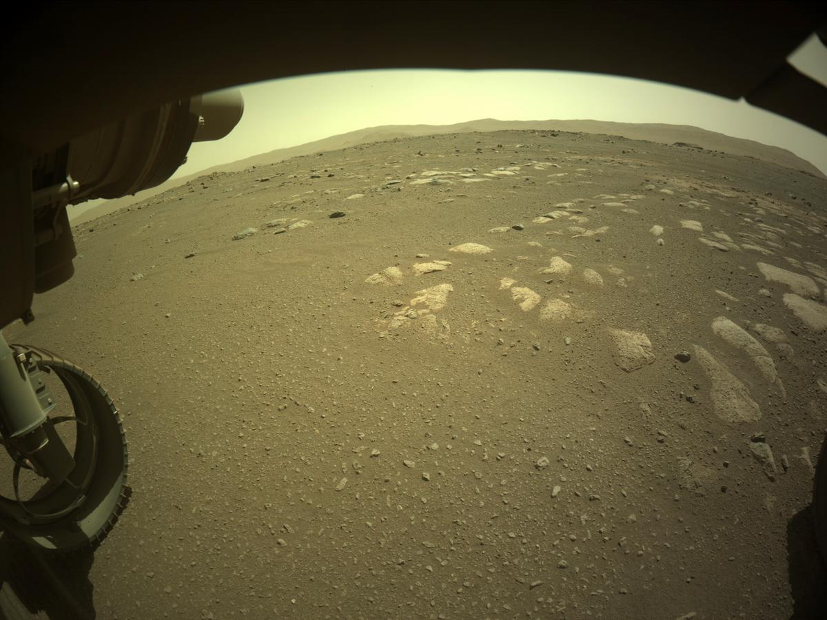 This image was taken by FRONT_HAZCAM_LEFT_A onboard NASA's Mars rover Perseverance on Sol 32