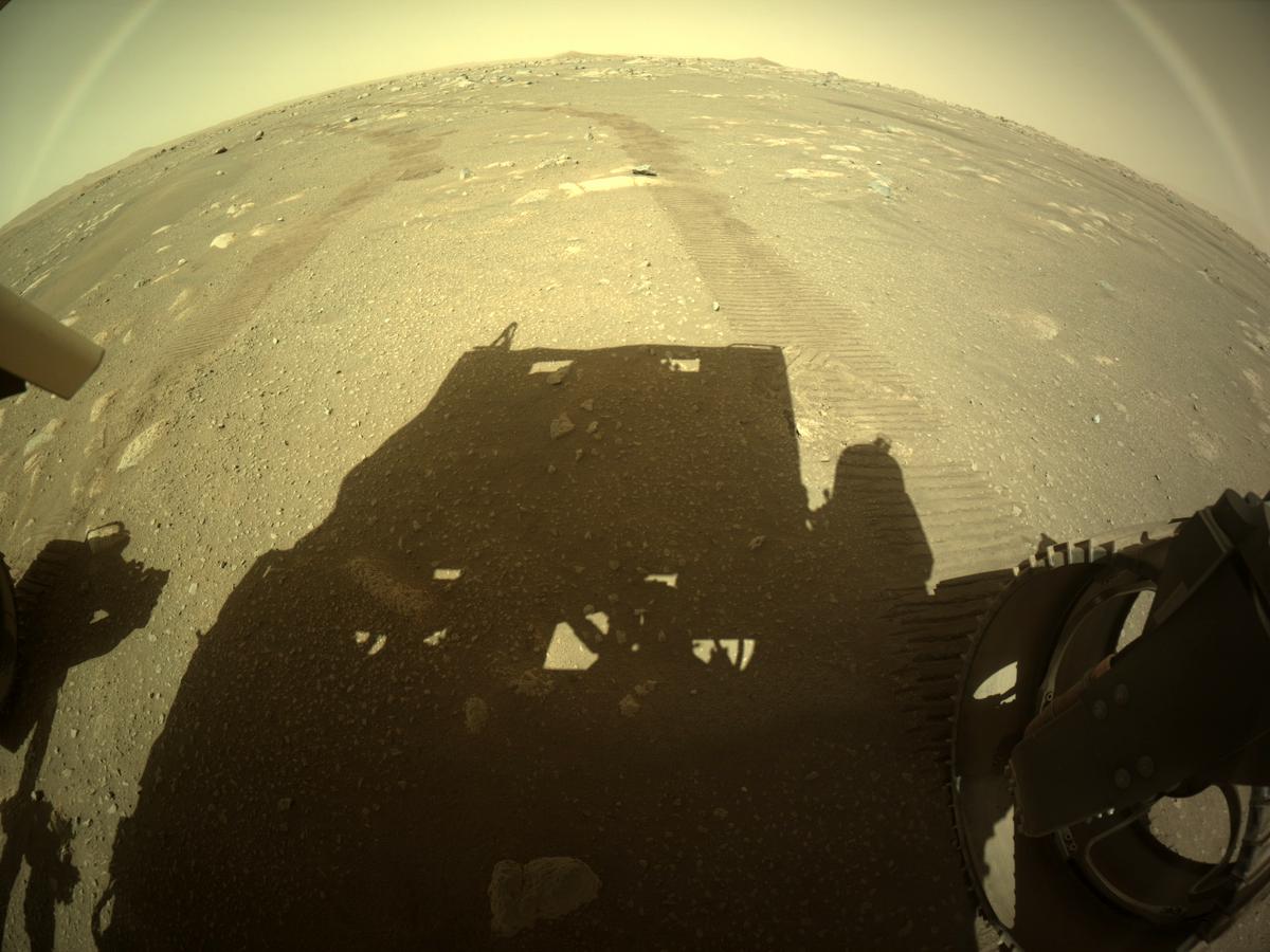 This image was taken by REAR_HAZCAM_RIGHT onboard NASA's Mars rover Perseverance on Sol 32