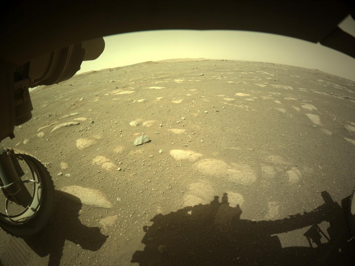 This image was taken by FRONT_HAZCAM_LEFT_A onboard NASA's Mars rover Perseverance on Sol 34