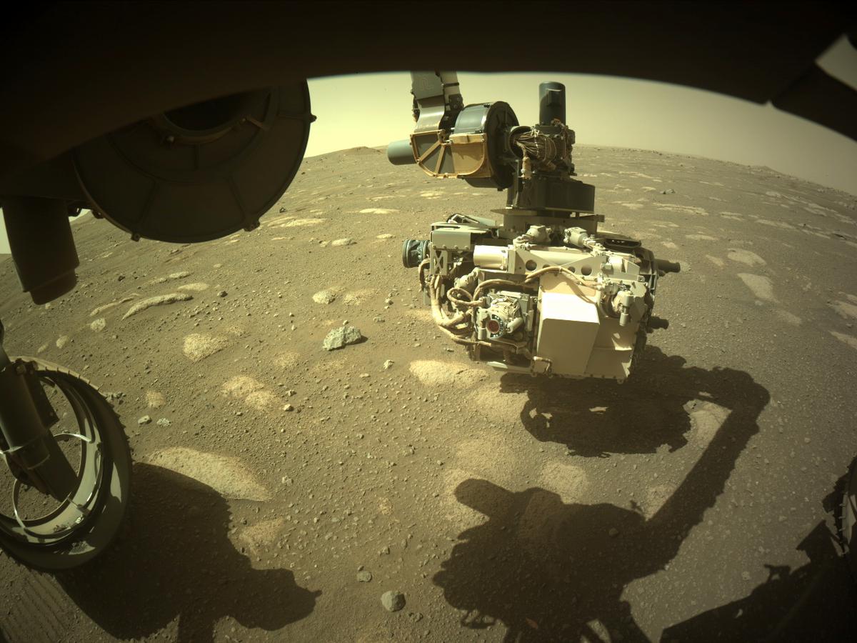 This image was taken by FRONT_HAZCAM_LEFT_A onboard NASA's Mars rover Perseverance on Sol 35