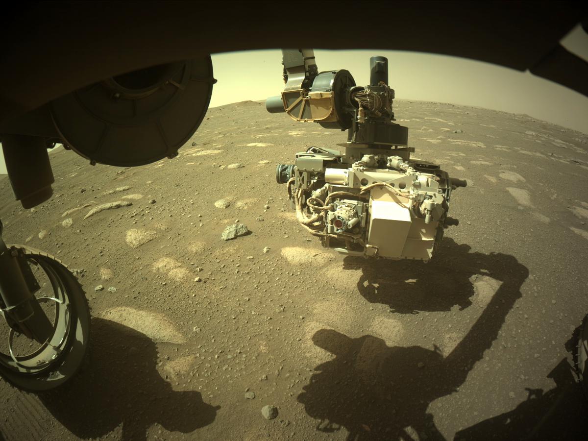This image was taken by FRONT_HAZCAM_LEFT_A onboard NASA's Mars rover Perseverance on Sol 36