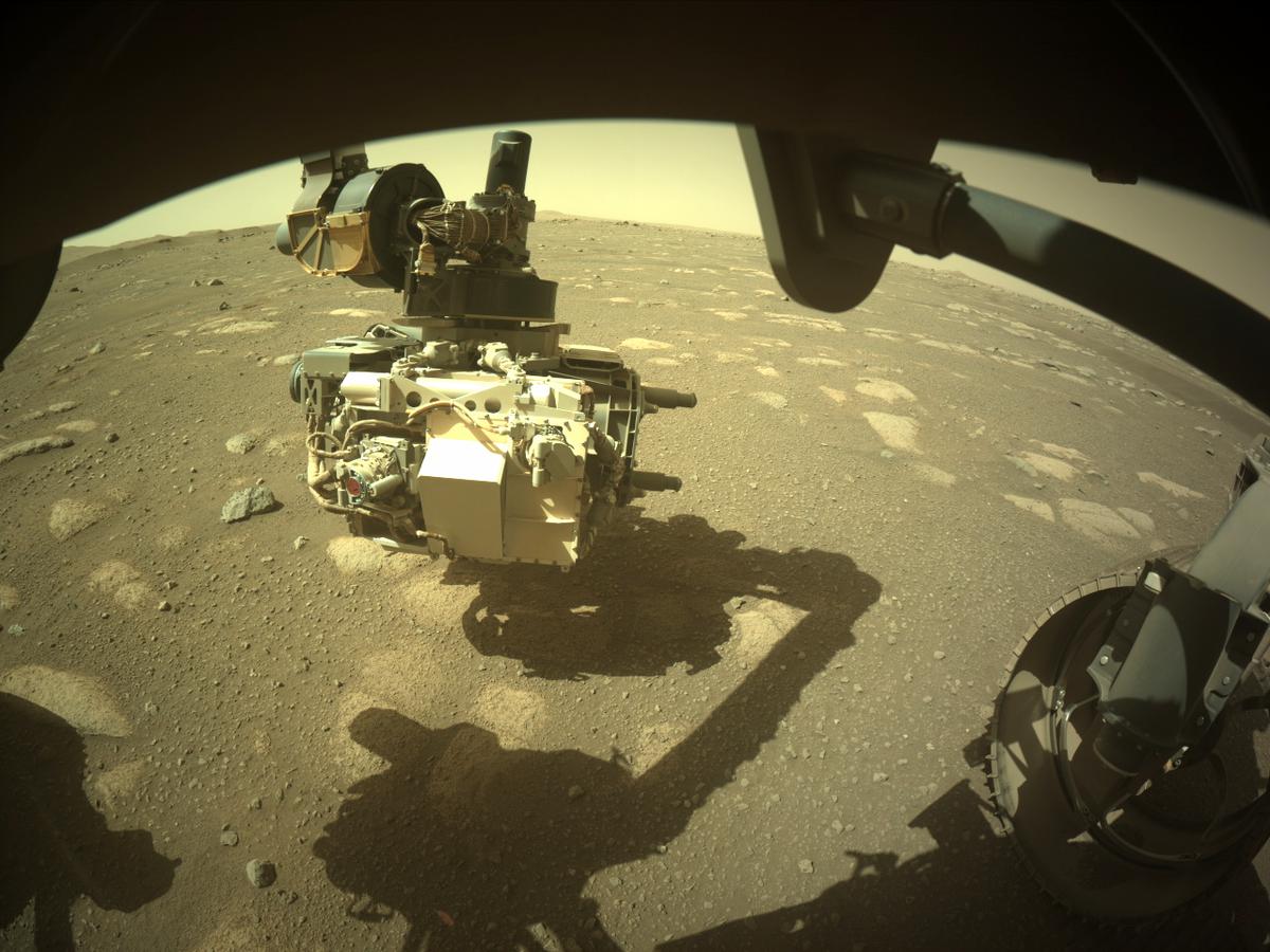 This image was taken by FRONT_HAZCAM_RIGHT_A onboard NASA's Mars rover Perseverance on Sol 36