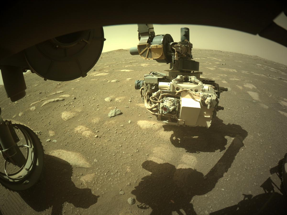 This image was taken by FRONT_HAZCAM_LEFT_A onboard NASA's Mars rover Perseverance on Sol 38