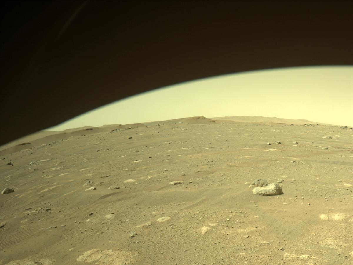 This image was taken by FRONT_HAZCAM_RIGHT_A onboard NASA's Mars rover Perseverance on Sol 43