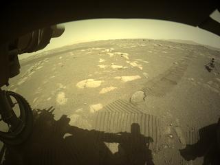 View image taken on Mars, Mars Perseverance Sol 44: Front Left Hazard Avoidance Camera (Hazcam)