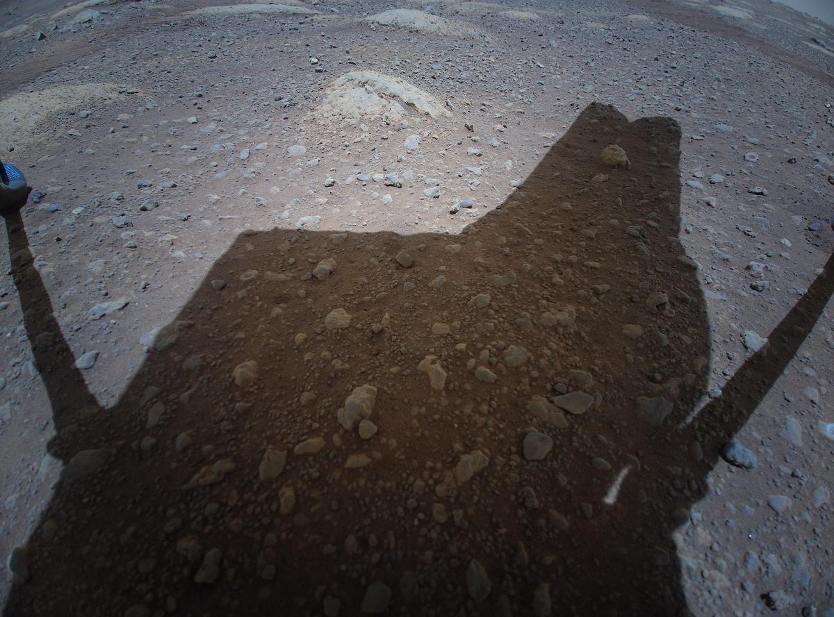 This image was taken by HELI_RTE onboard NASA's Mars rover Perseverance on Sol 47
